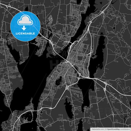 Fall River, Massachusetts - Area Map - Dark