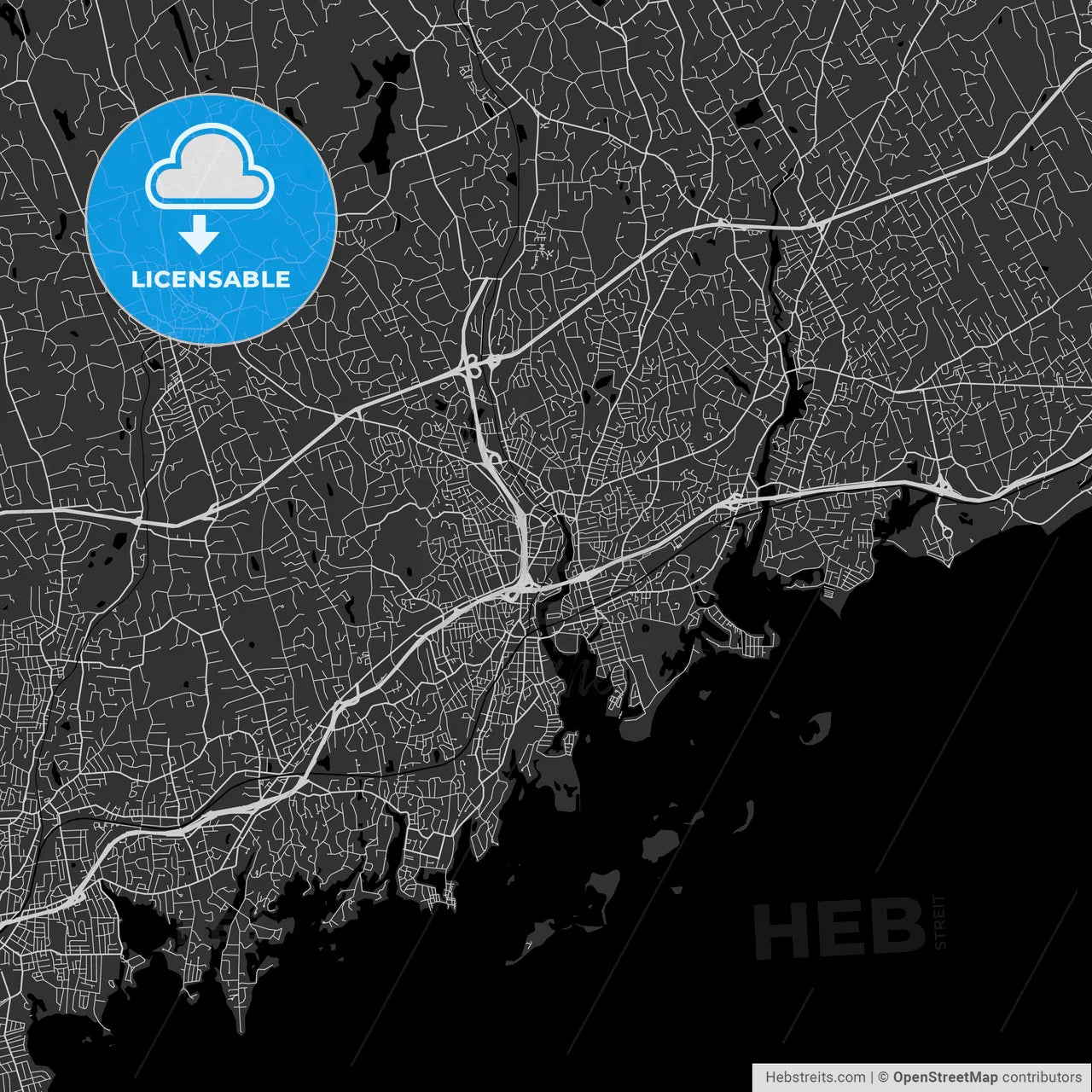 Norwalk, Connecticut - Area Map - Dark