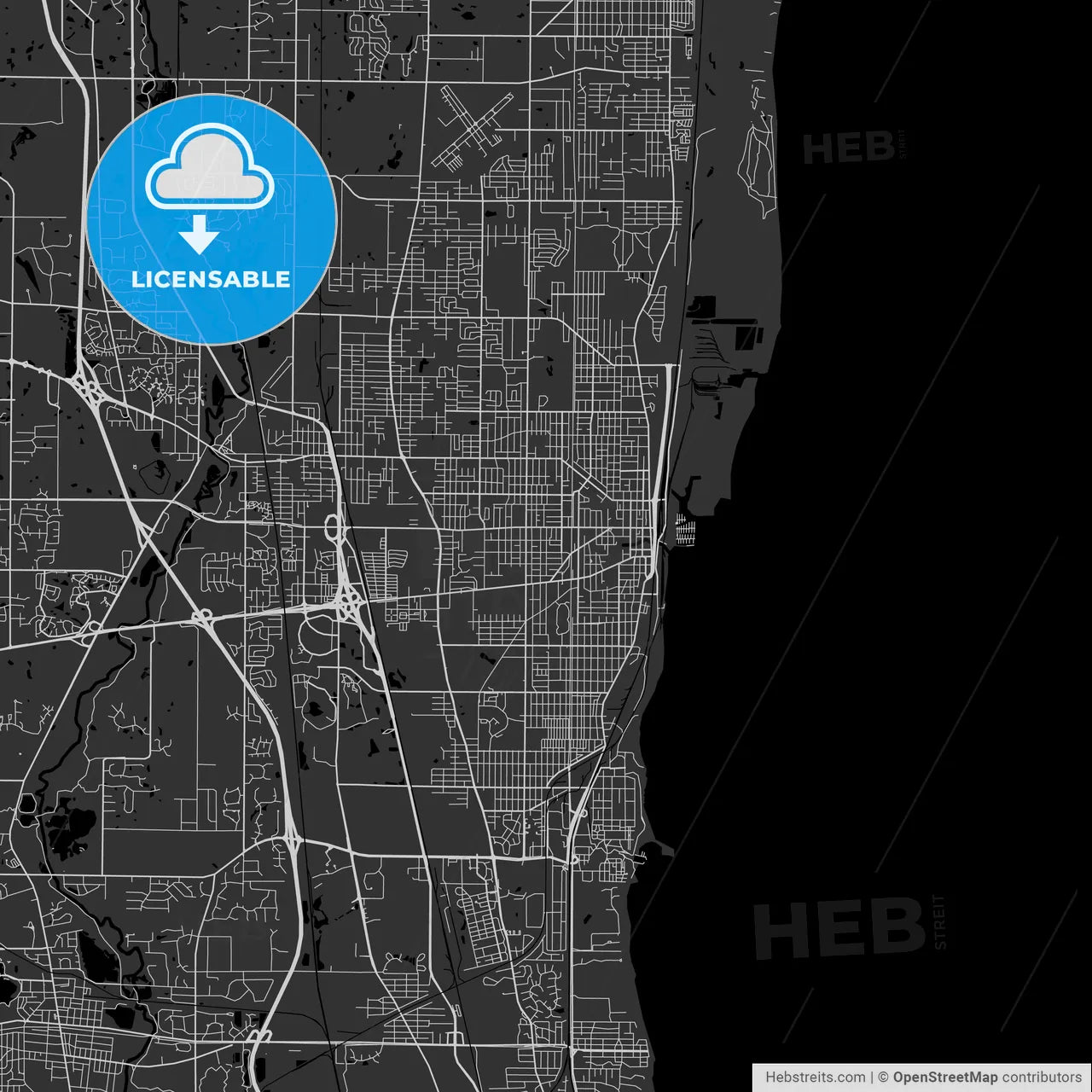 Waukegan, Illinois - Area Map - Dark