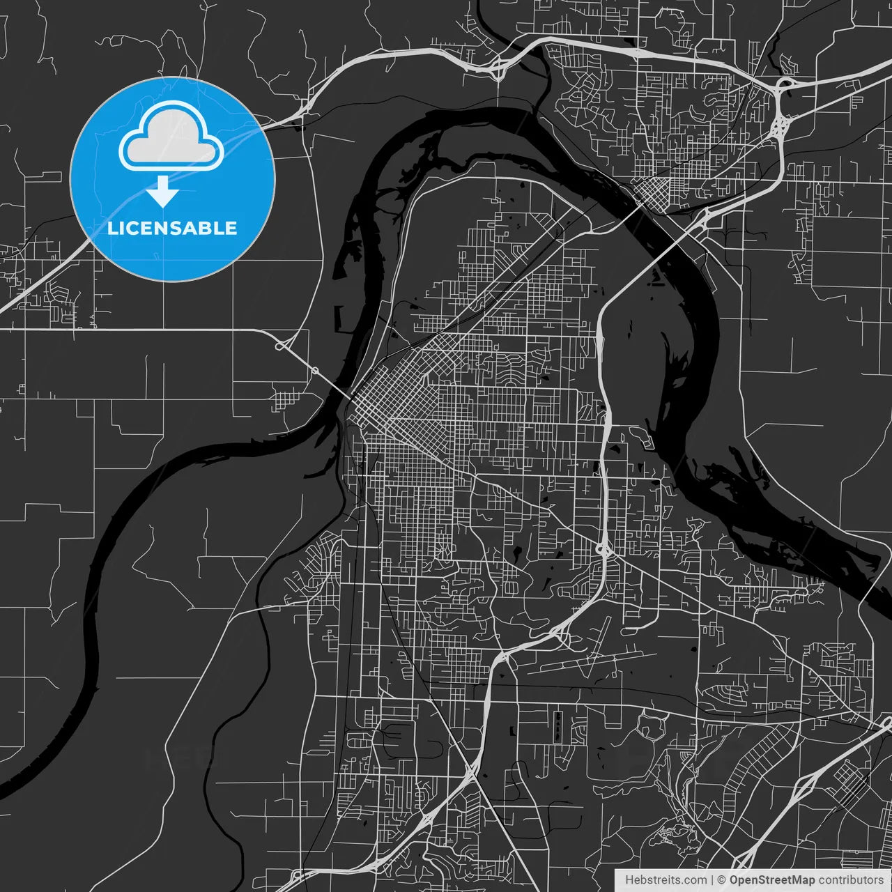 Fort Smith, Arkansas - Area Map - Dark