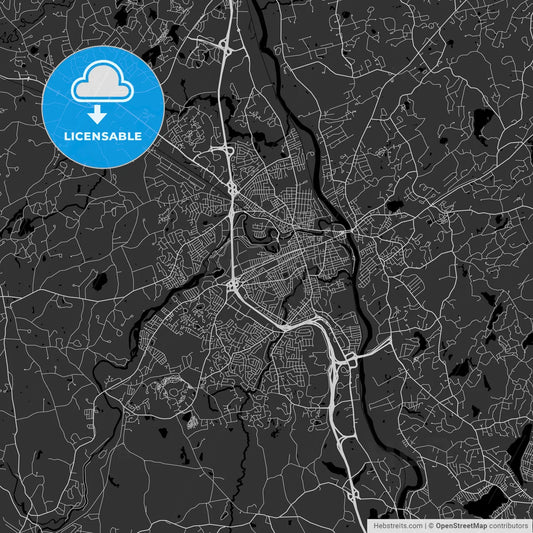 Nashua, New Hampshire - Area Map - Dark