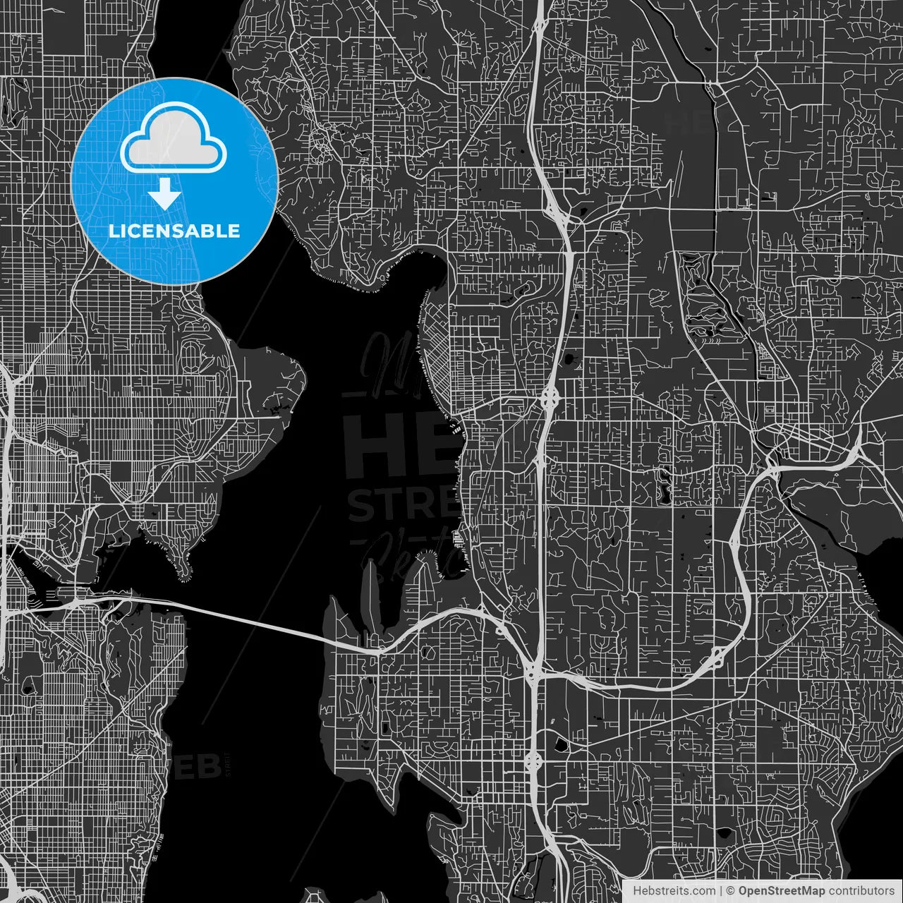 Kirkland, Washington - Area Map - Dark