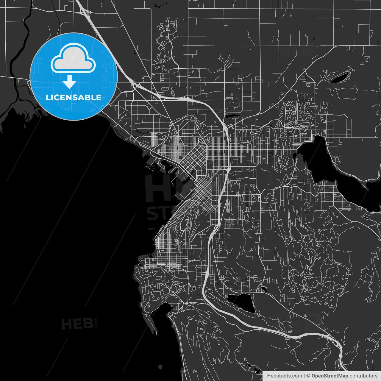 Bellingham, Washington - Area Map - Dark