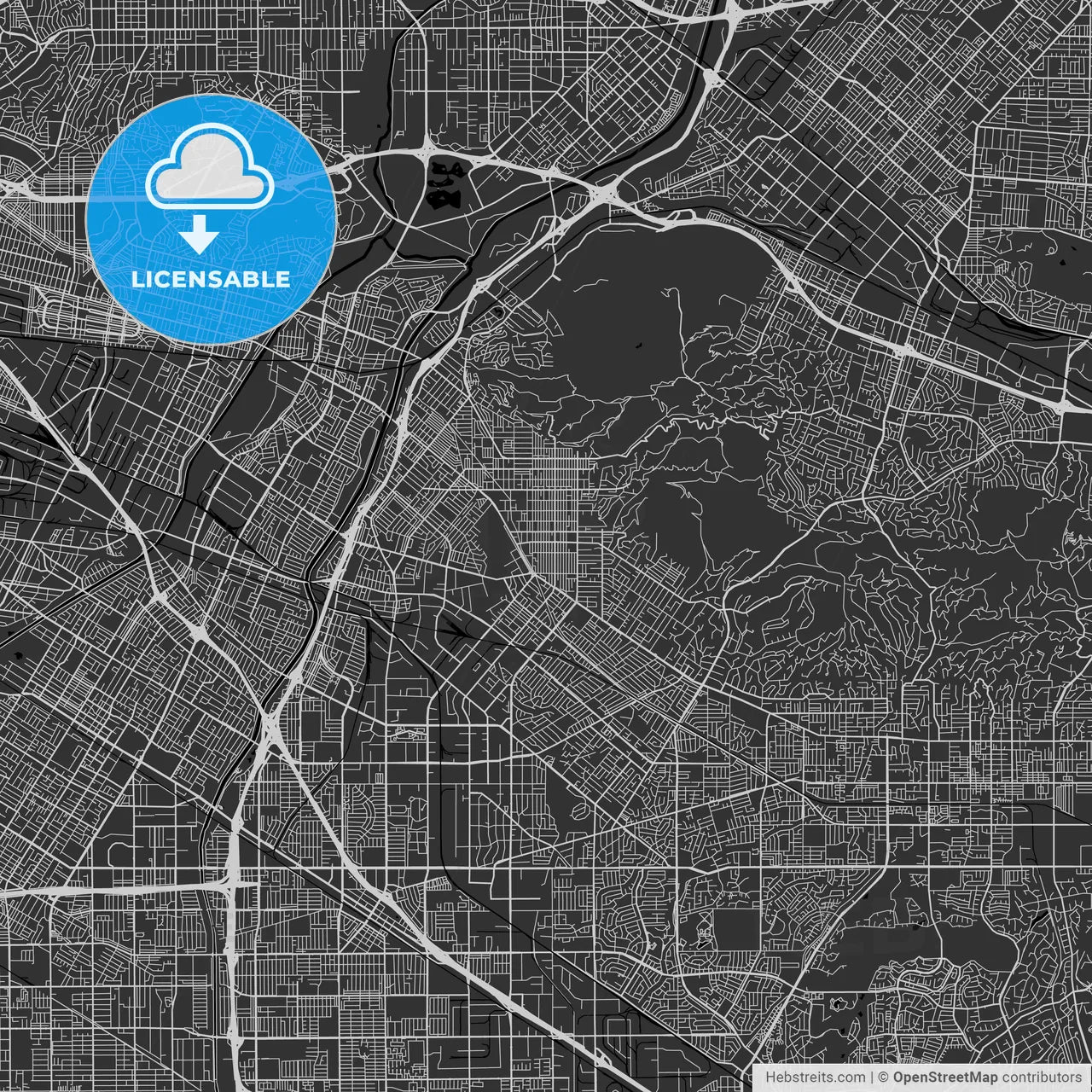 Whittier, California - Area Map - Dark