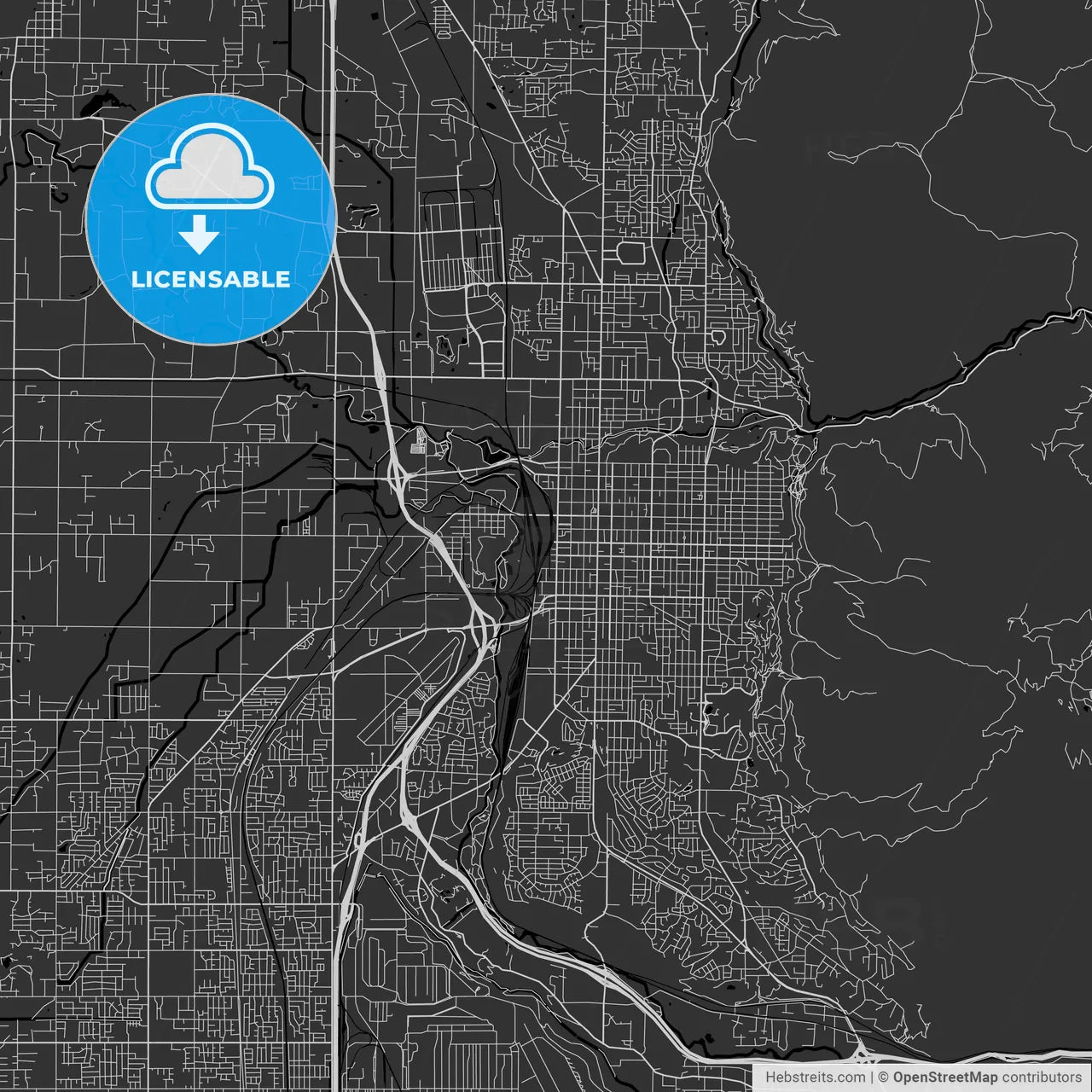 Ogden, Utah - Area Map - Dark