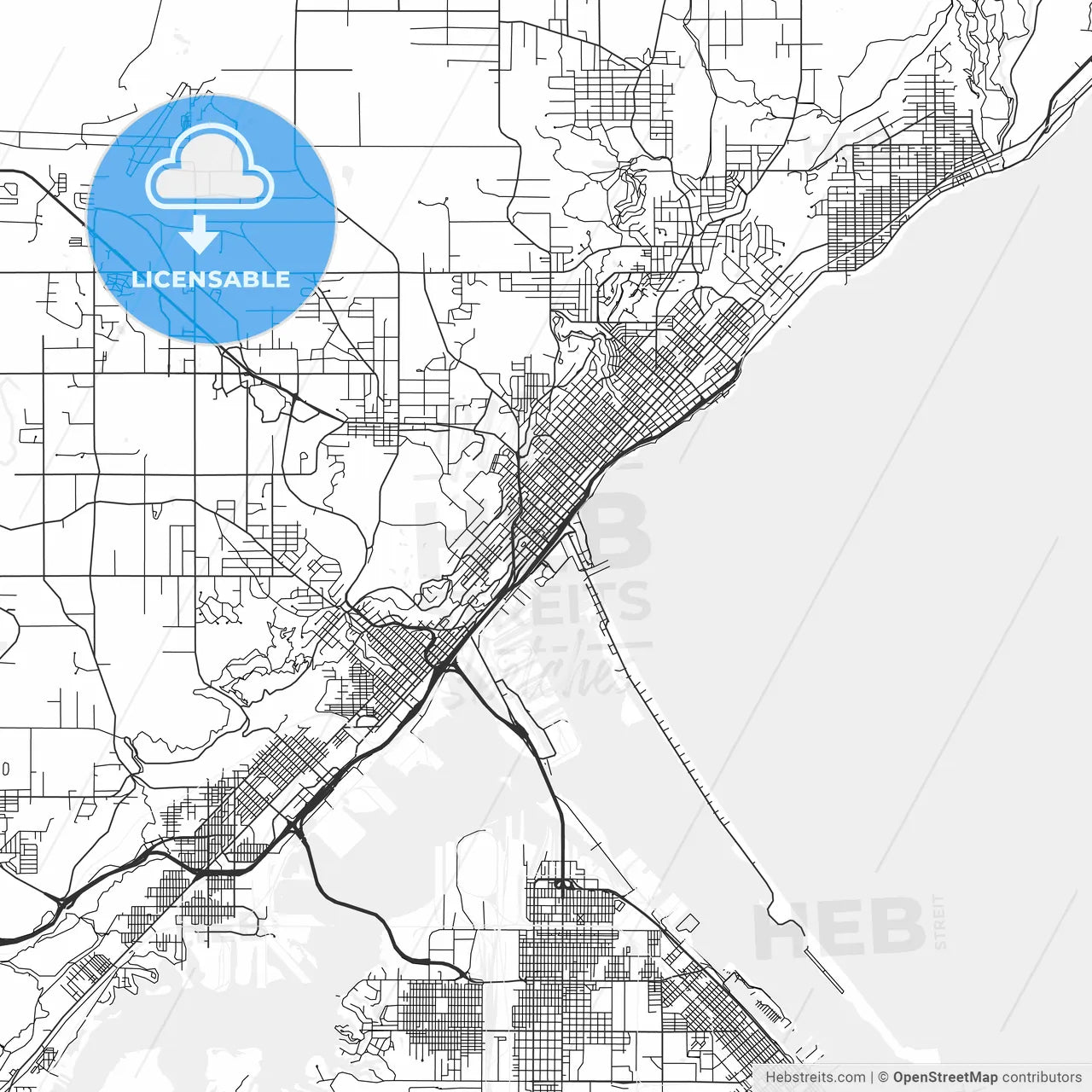 Duluth, Minnesota - Area Map - Light