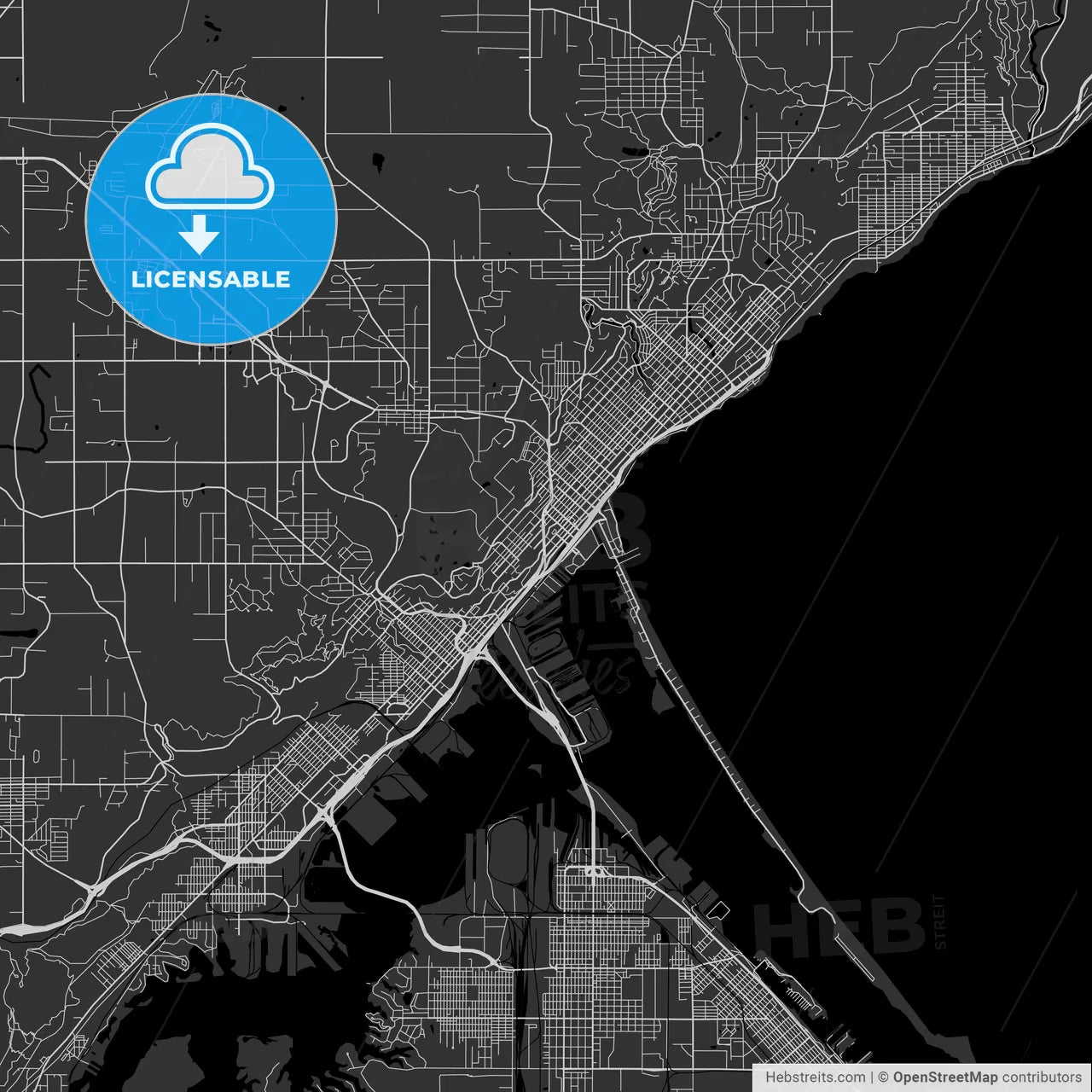Duluth, Minnesota - Area Map - Dark