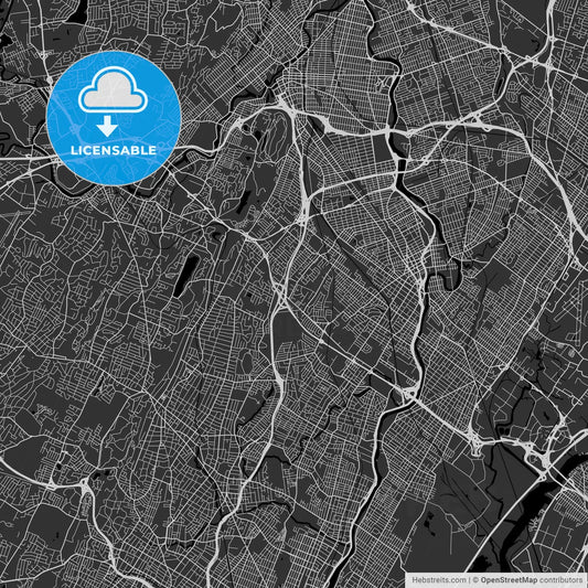 Clifton, New Jersey - Area Map - Dark