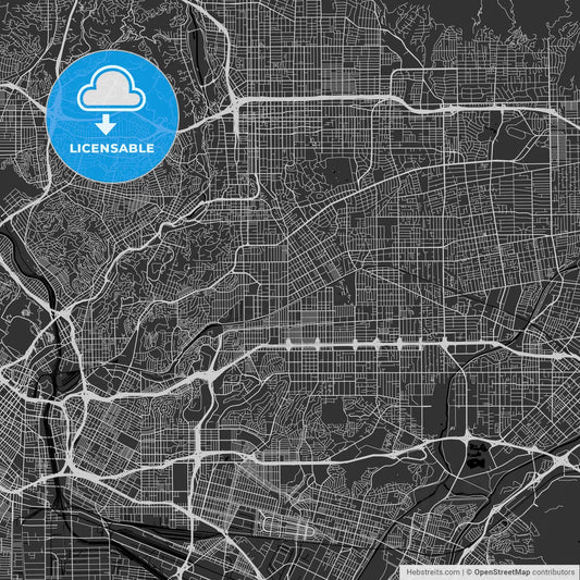 Alhambra, California - Area Map - Dark