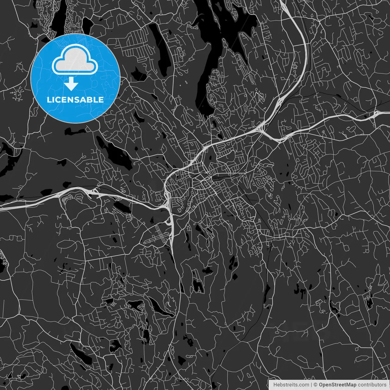 Danbury, Connecticut - Area Map - Dark