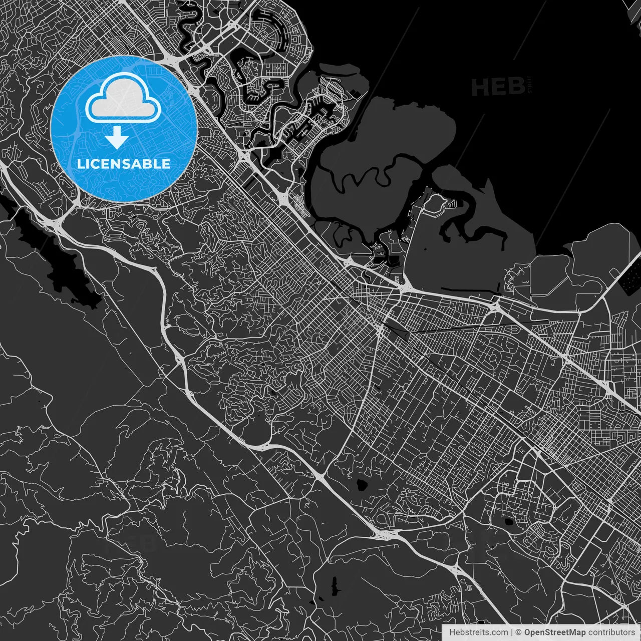 Redwood City, California - Area Map - Dark