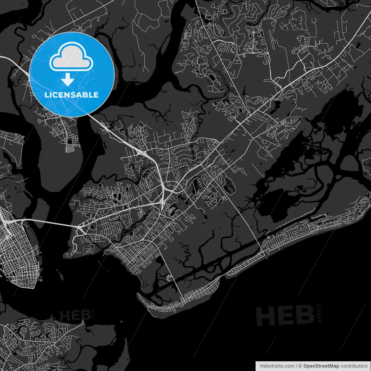 Mount Pleasant, South Carolina - Area Map - Dark