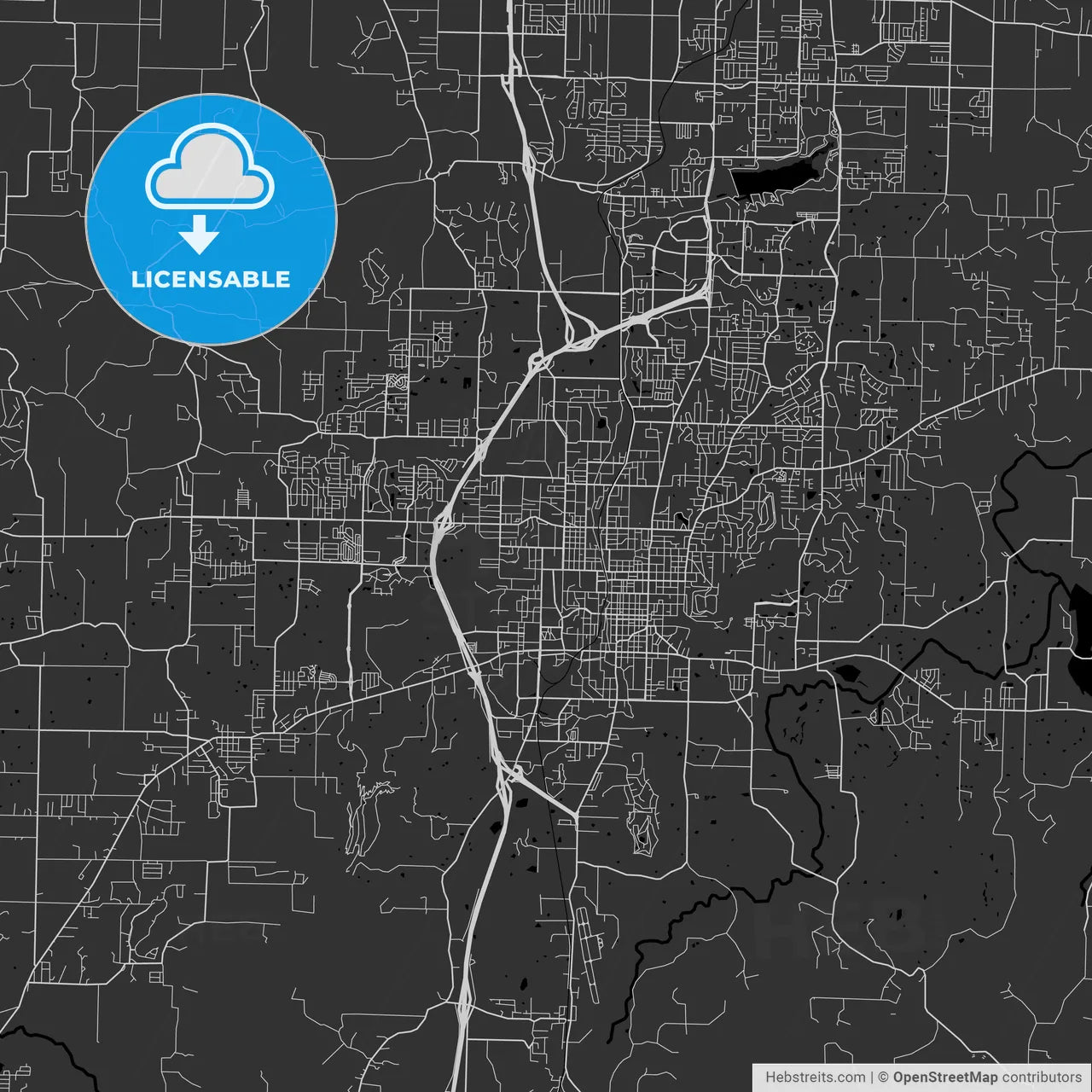 Fayetteville, Arkansas - Area Map - Dark