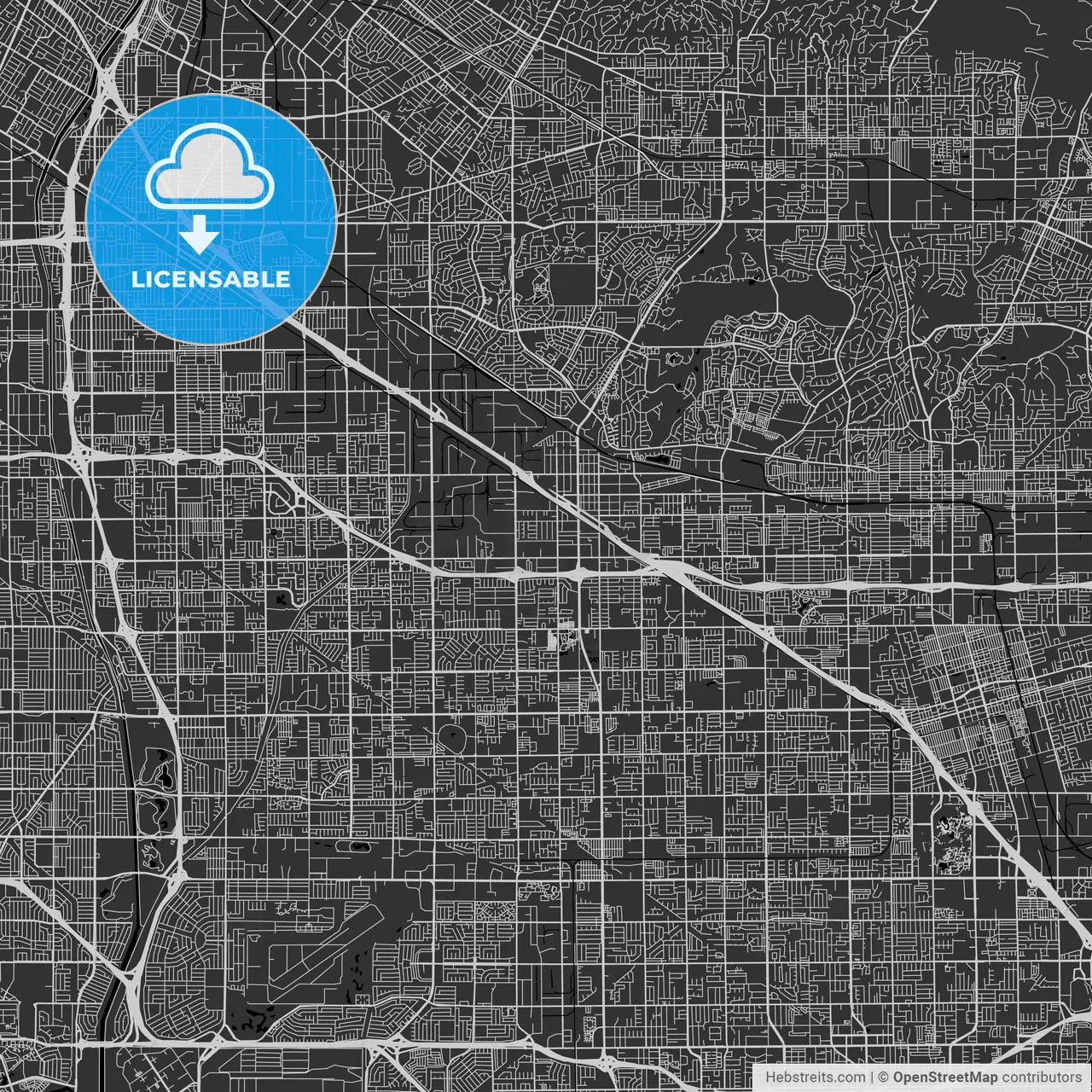Buena Park, California - Area Map - Dark