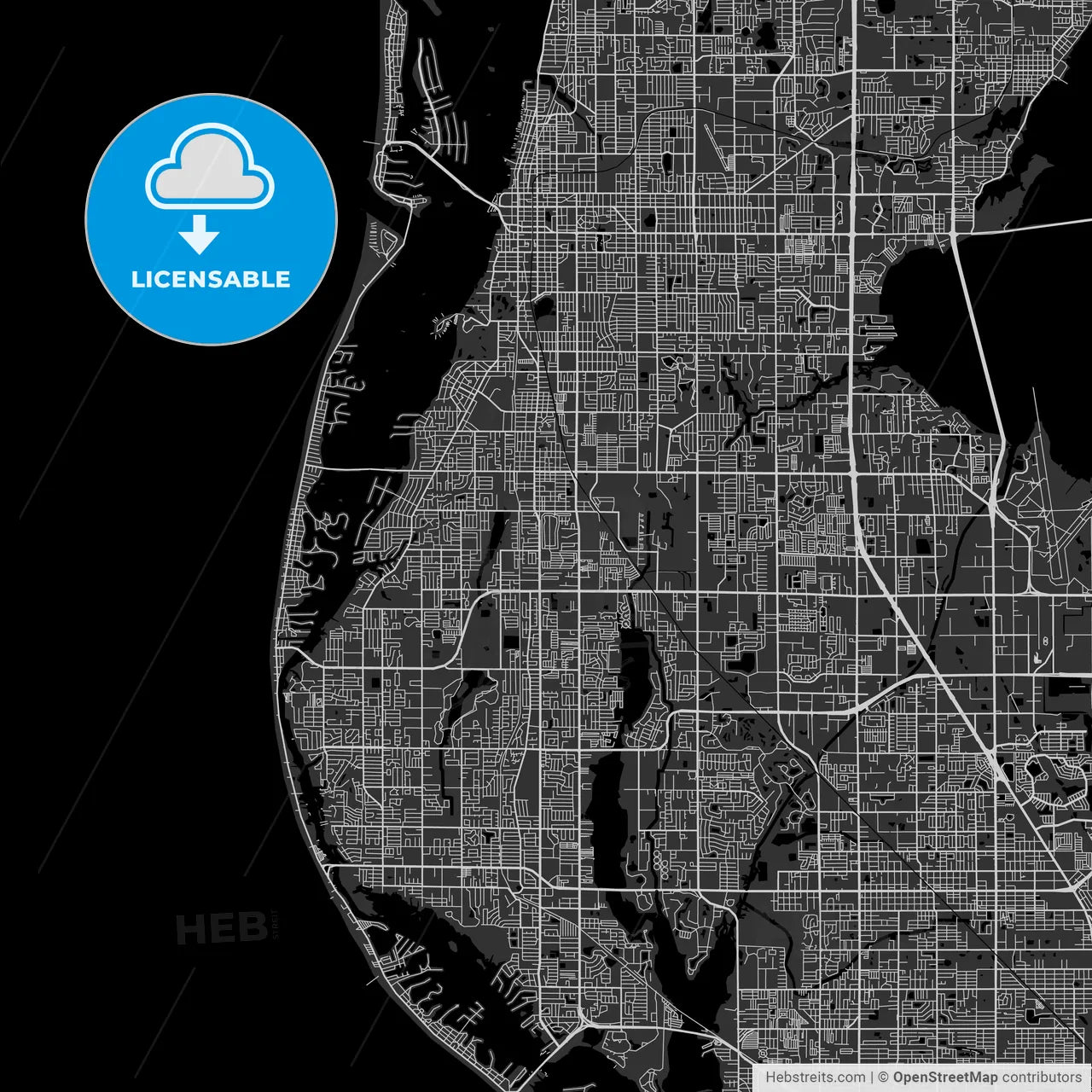 Largo, Florida - Area Map - Dark