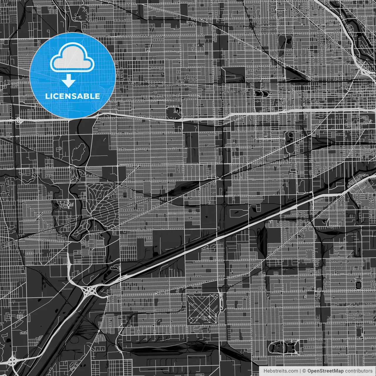 Cicero, Illinois - Area Map - Dark