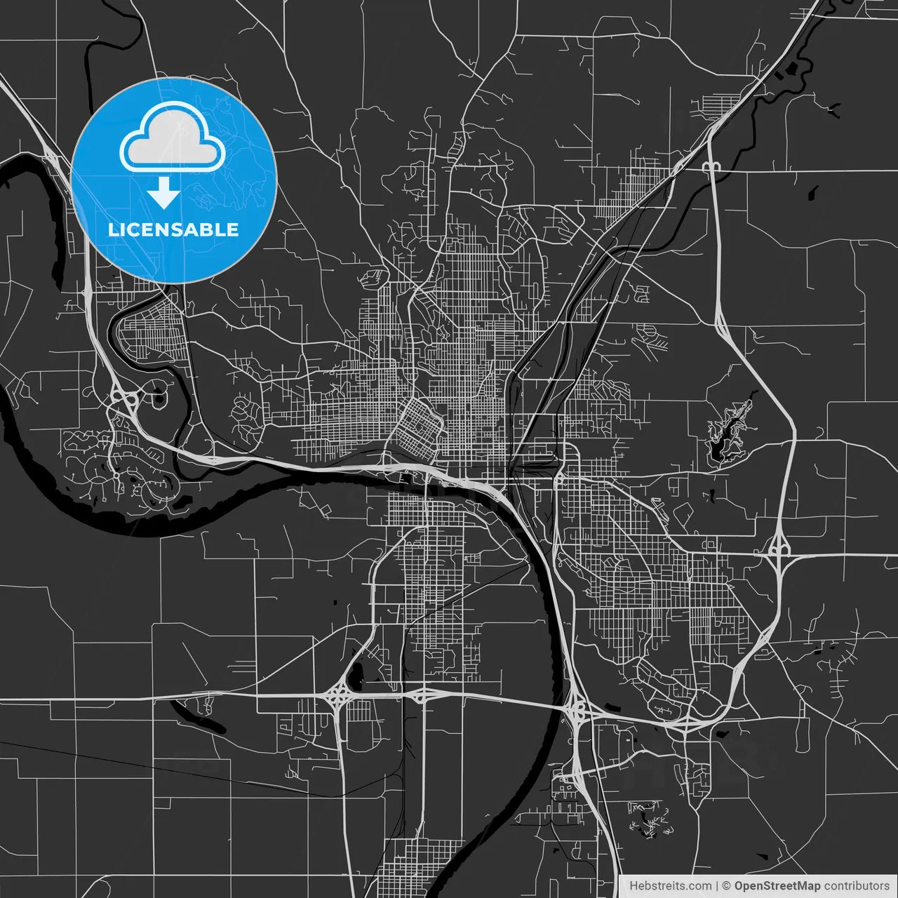 Sioux City, Iowa - Area Map - Dark