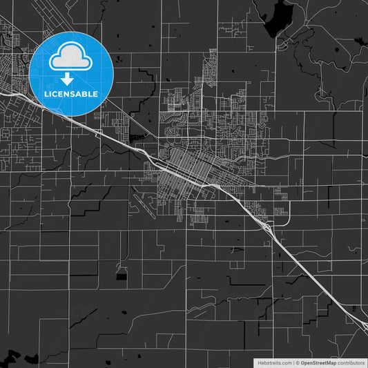 Merced, California - Area Map - Dark