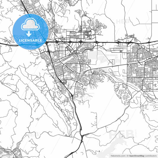 Pleasanton, California - Area Map - Light