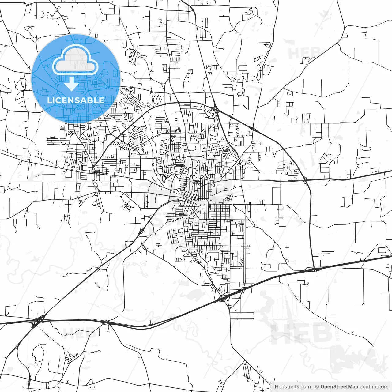 Longview, Texas - Area Map - Light