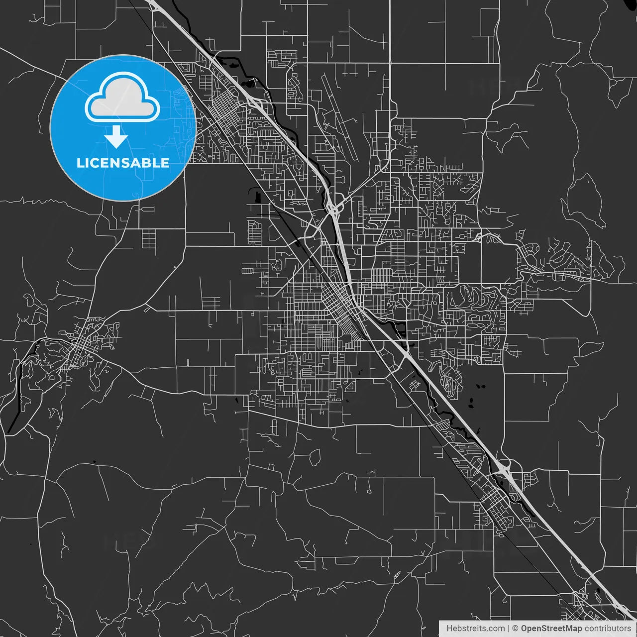 Medford, Oregon - Area Map - Dark