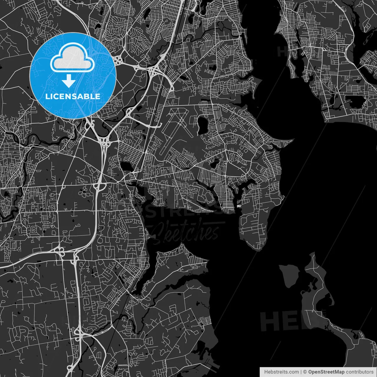 Warwick, Rhode Island - Area Map - Dark