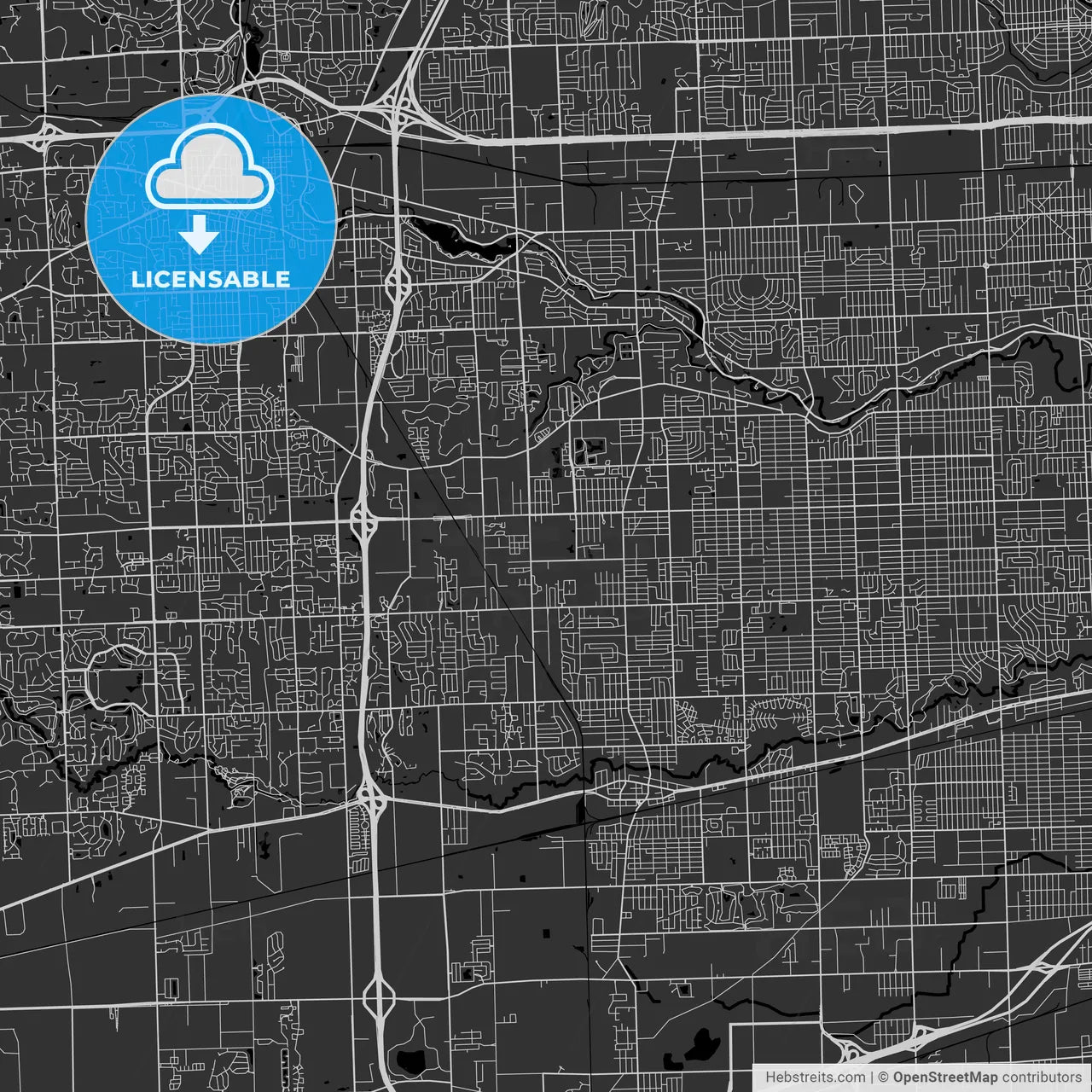 Westland, Michigan - Area Map - Dark