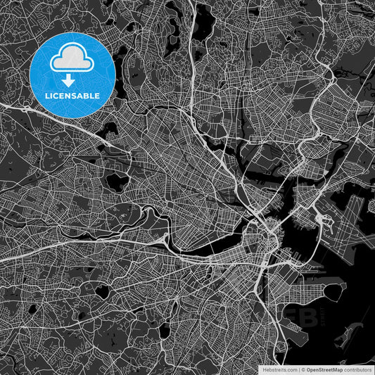 Somerville, Massachusetts - Area Map - Dark