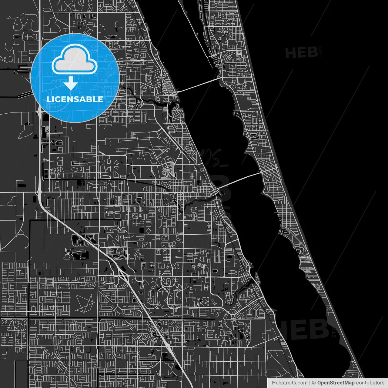 Melbourne, Florida - Area Map - Dark