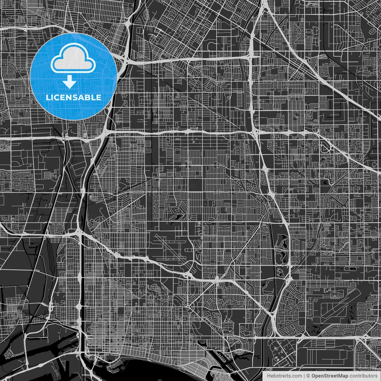 Lakewood, California - Area Map - Dark