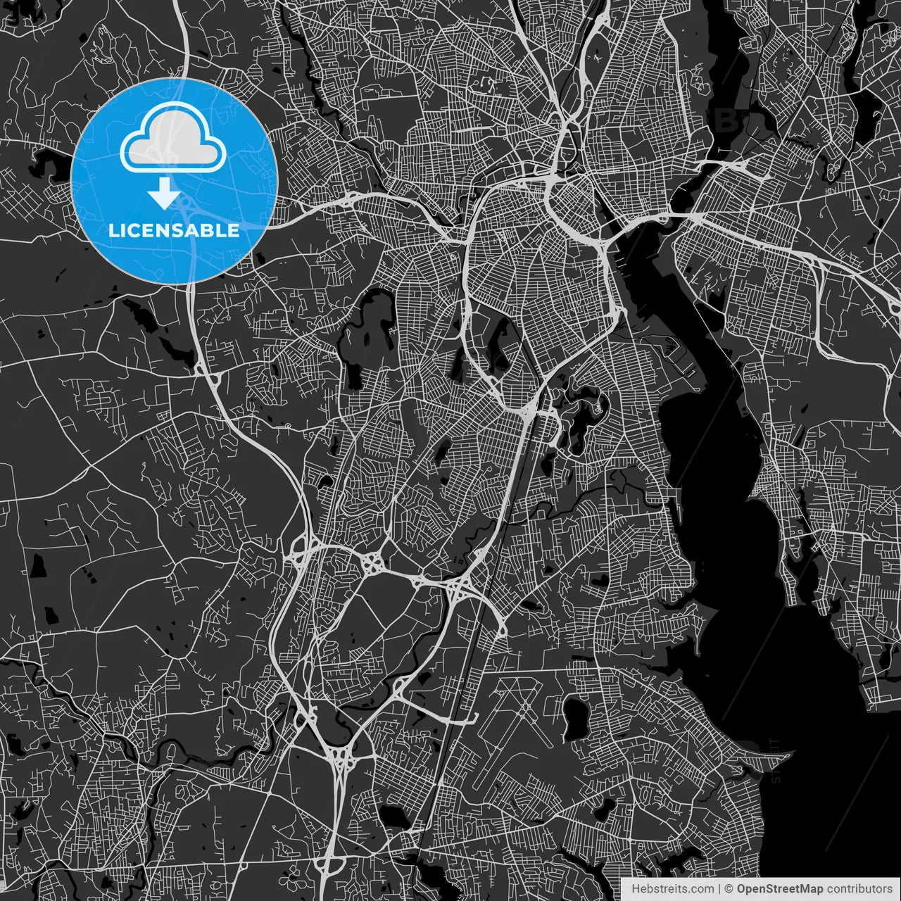 Cranston, Rhode Island - Area Map - Dark