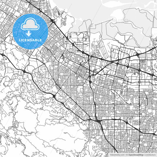 Mountain View, California - Area Map - Light