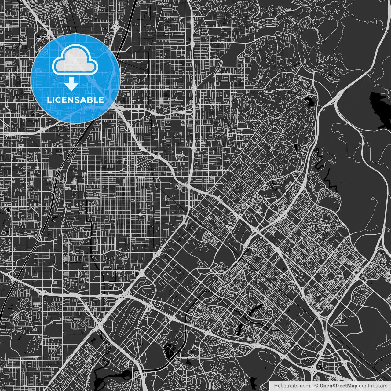 Tustin, California - Area Map - Dark