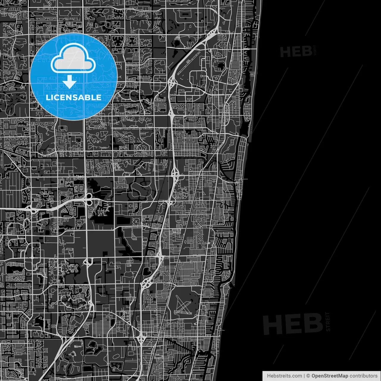 Deerfield Beach, Florida - Area Map - Dark