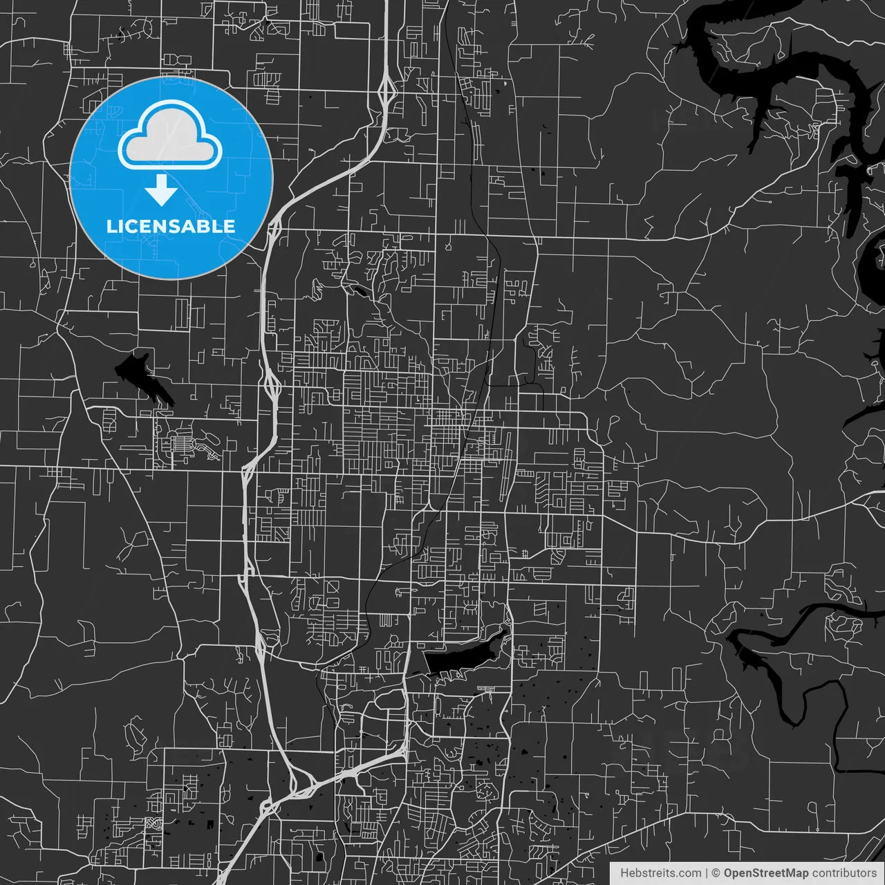 Springdale, Arkansas - Area Map - Dark