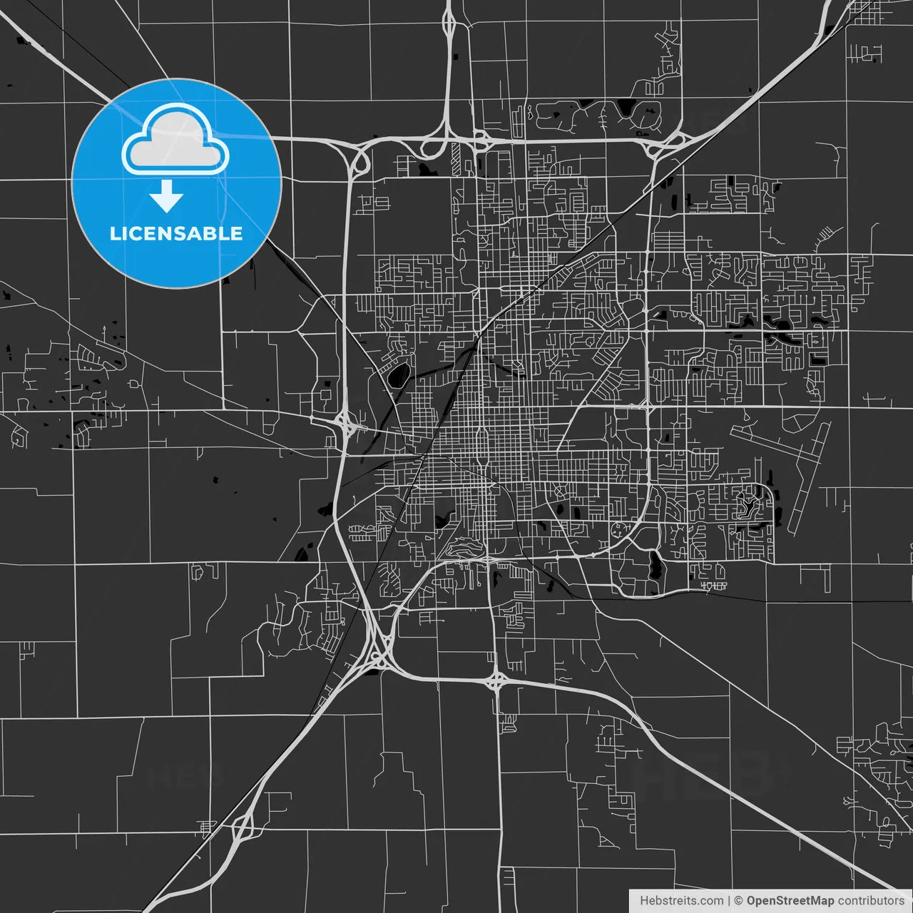 Bloomington, Illinois - Area Map - Dark