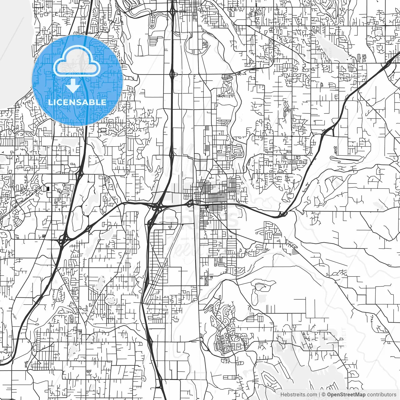 Auburn, Washington - Area Map - Light