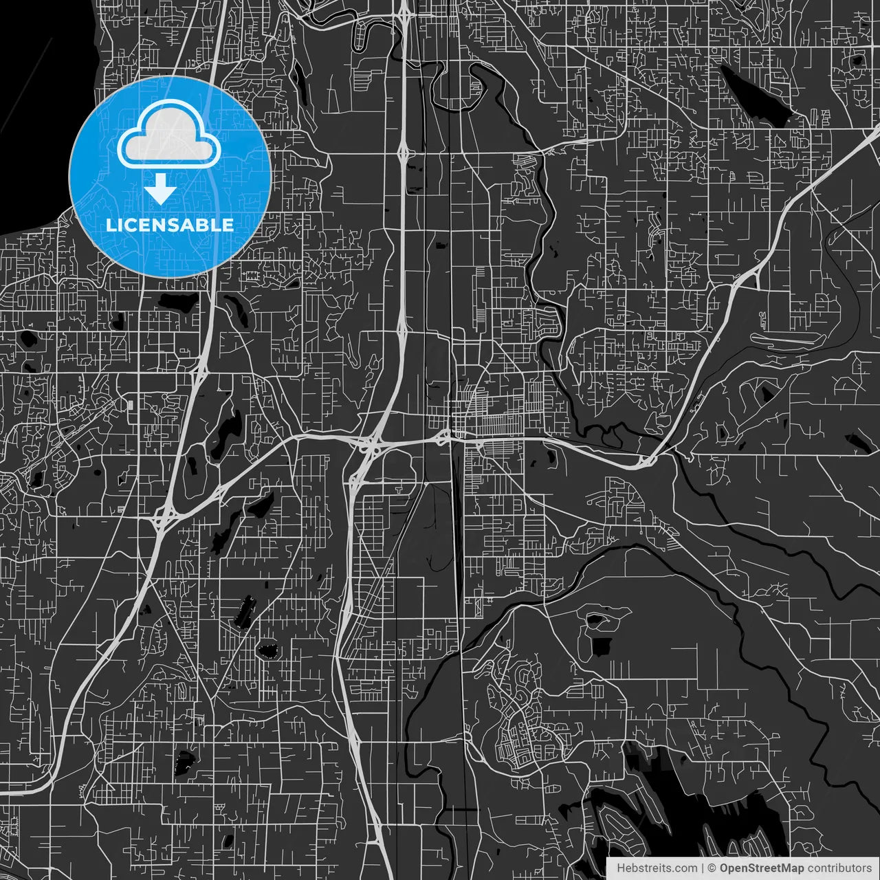 Auburn, Washington - Area Map - Dark