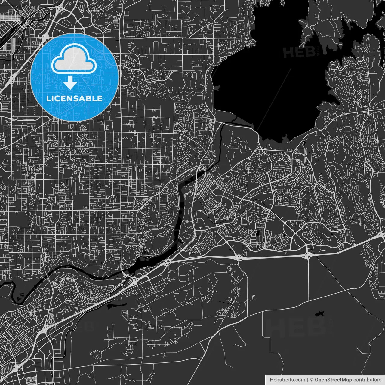 Folsom, California - Area Map - Dark