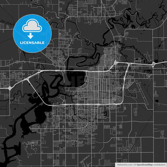 Lake Charles, Louisiana - Area Map - Dark