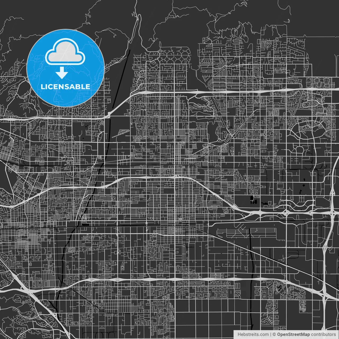 Upland, California - Area Map - Dark