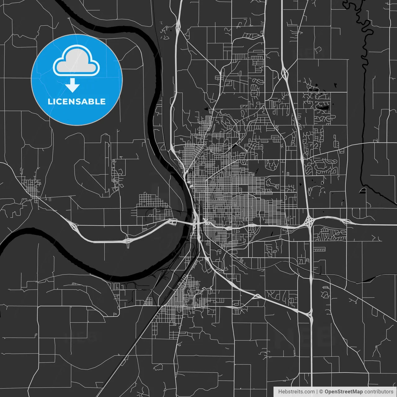 St. Joseph, Missouri - Area Map - Dark