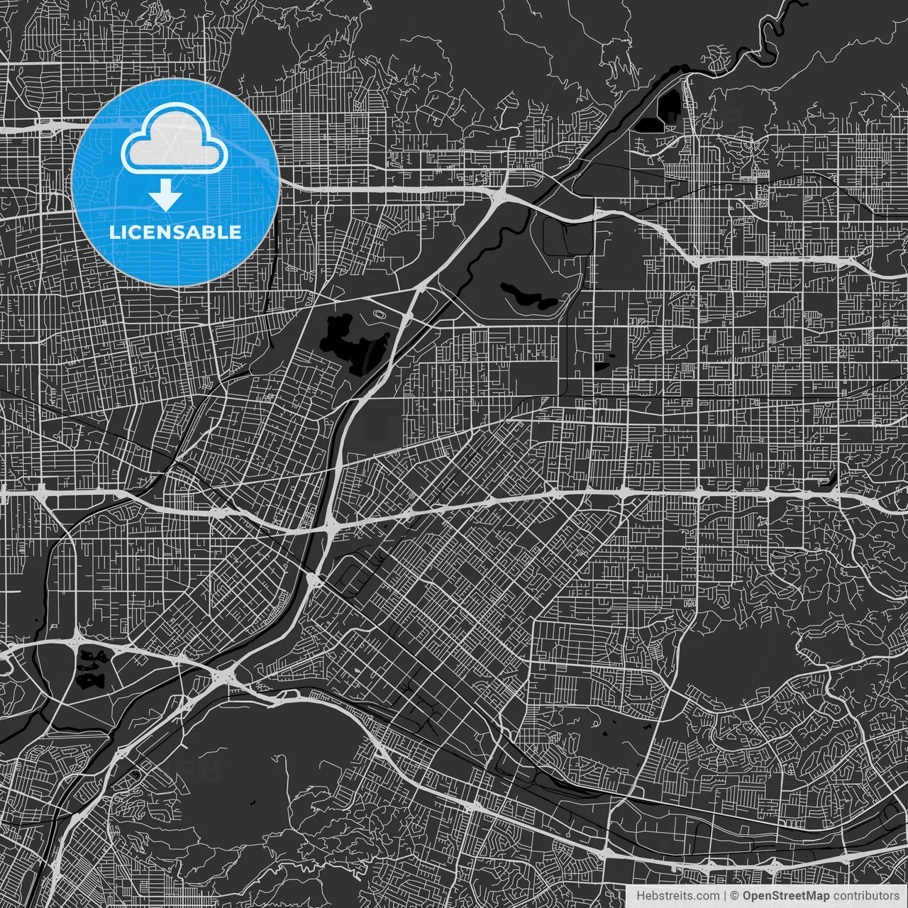 Baldwin Park, California - Area Map - Dark