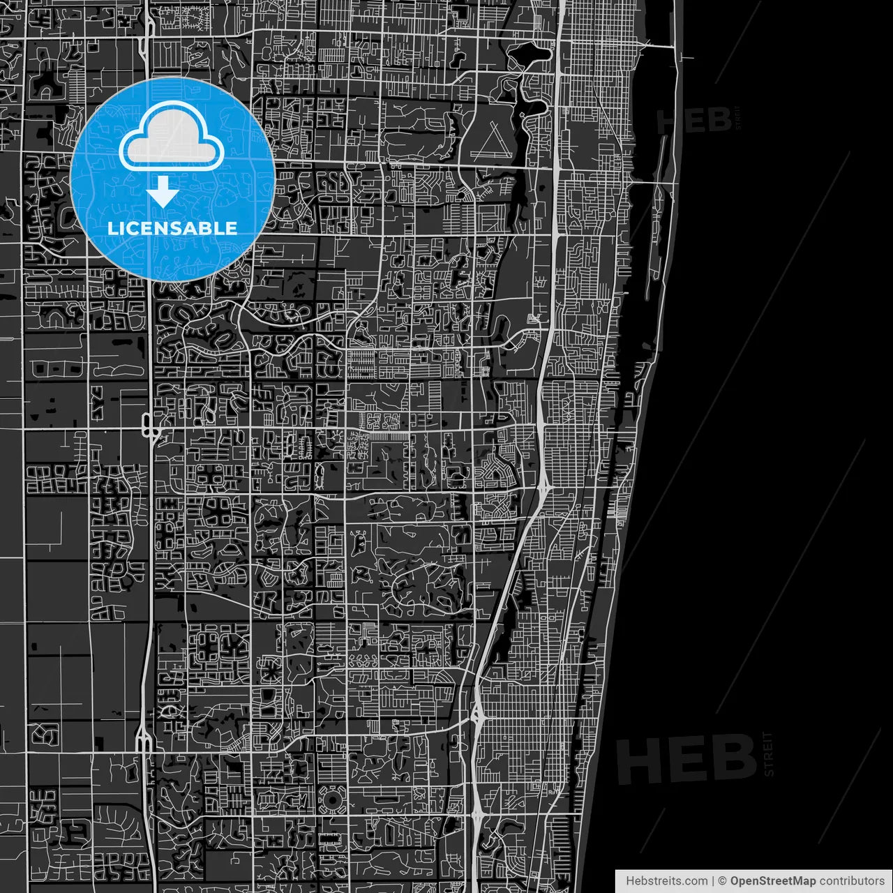 Boynton Beach, Florida - Area Map - Dark