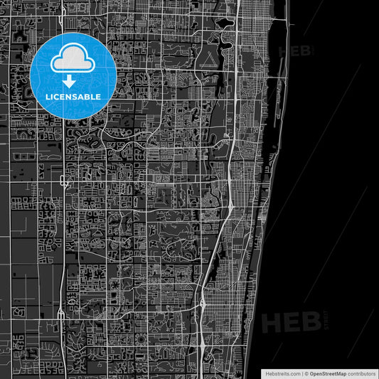 Boynton Beach, Florida - Area Map - Dark