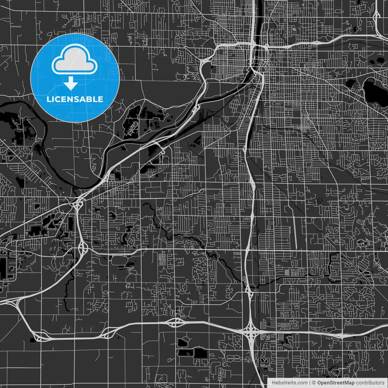 Wyoming, Michigan - Area Map - Dark
