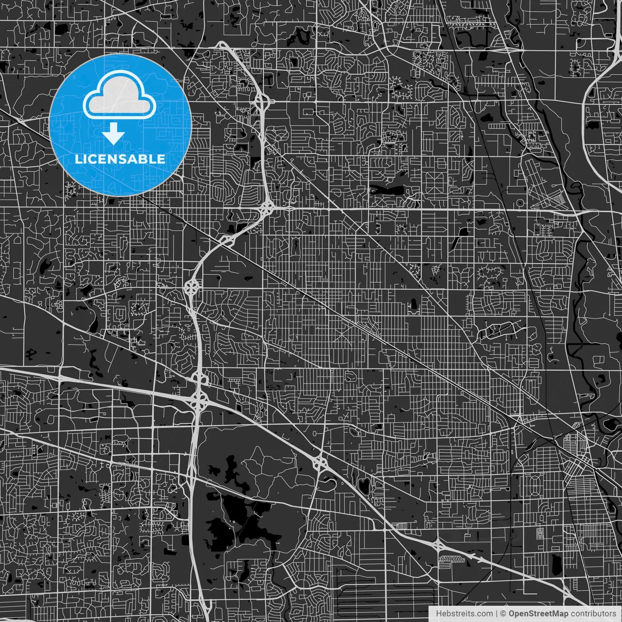 Arlington Heights, Illinois - Area Map - Dark