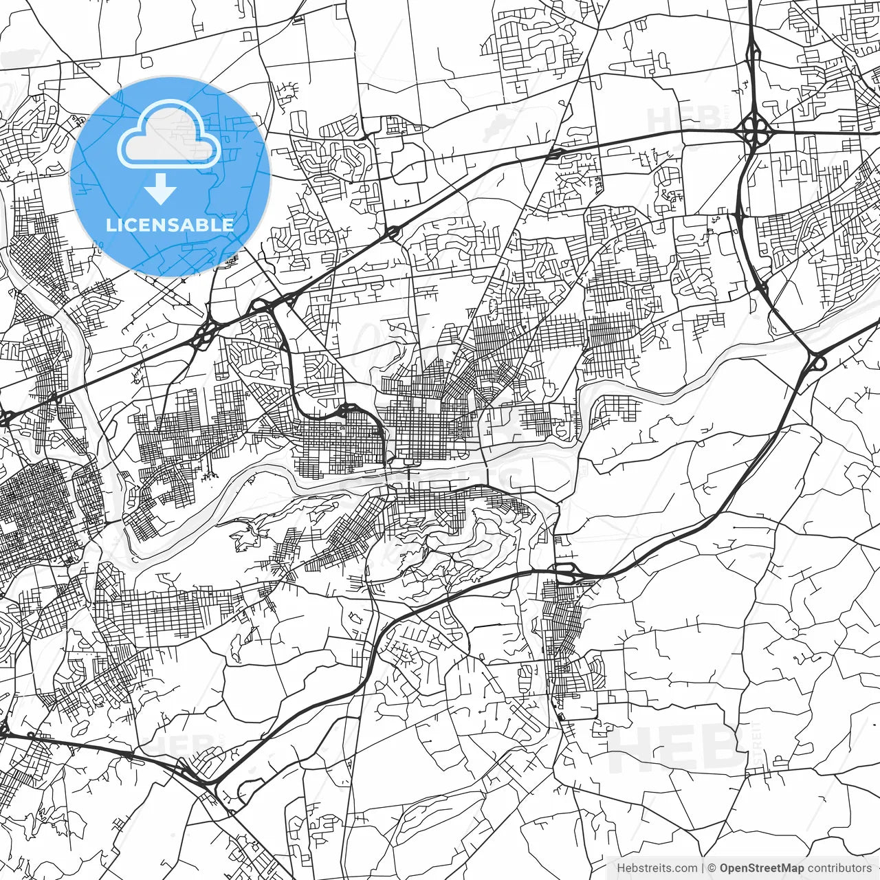 Bethlehem, Pennsylvania - Area Map - Light