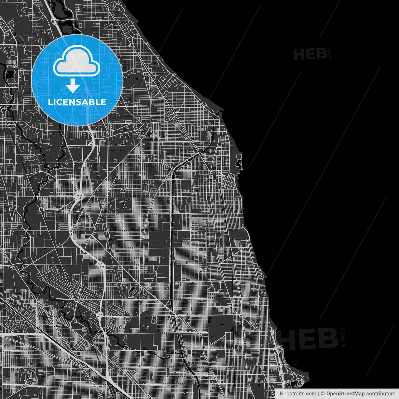 Evanston, Illinois - Area Map - Dark