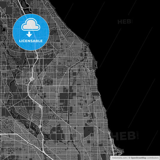 Evanston, Illinois - Area Map - Dark